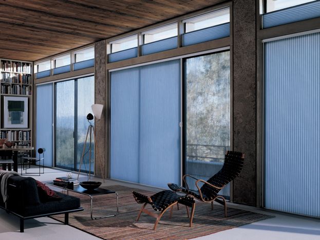 Window treatments for sliding doors: Duette Vertiglide® honeycomb shades